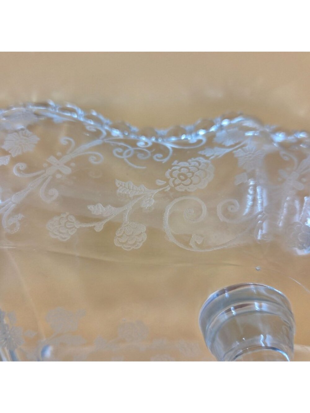 Cambridge Glass 3500/64 Elaine Etch Clear 3 Part Relish Dish 4 Toed - Picture 8 of 10